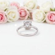 14k White Gold 4mm Princess Cut Diamond Halo Engagement Ring-Black Diamonds New York