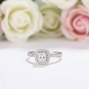 14k White Gold 4mm Princess Cut Diamond Halo Engagement Ring-Black Diamonds New York