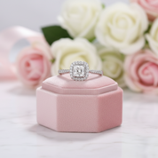 14k White Gold 4mm Princess Cut Diamond Option Halo Engagement Ring-Black Diamonds New York
