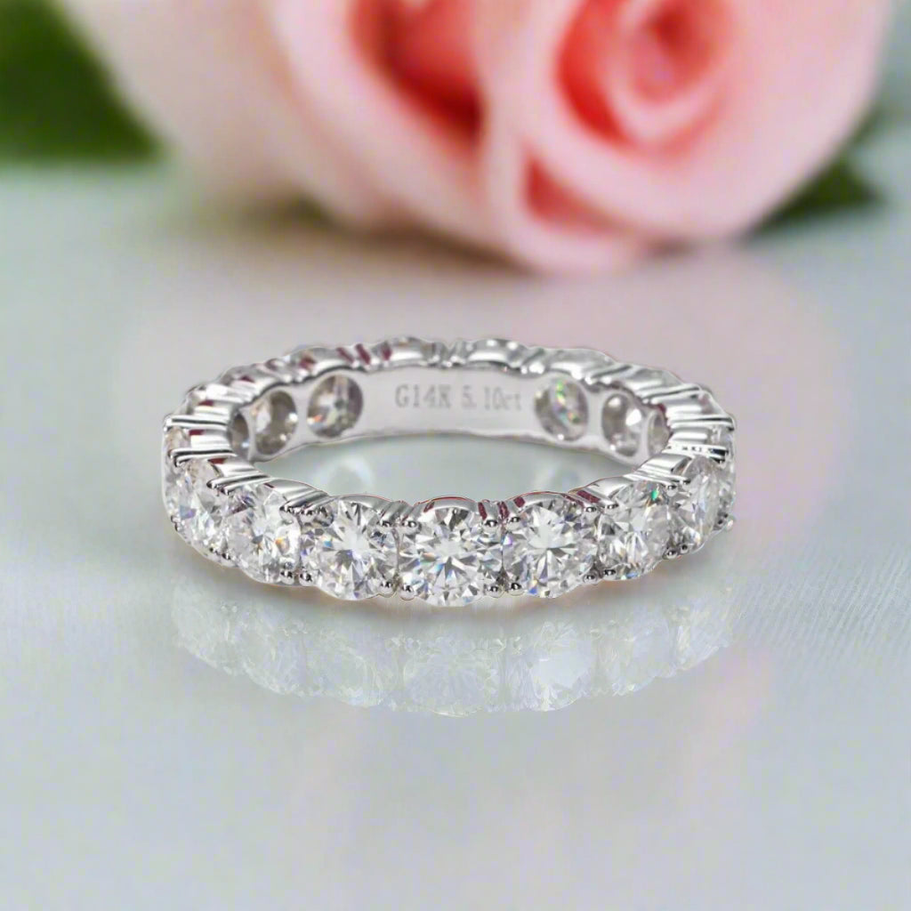 14k White Gold 5 Ctw Diamond Eternity Wedding Band-Black Diamonds New York