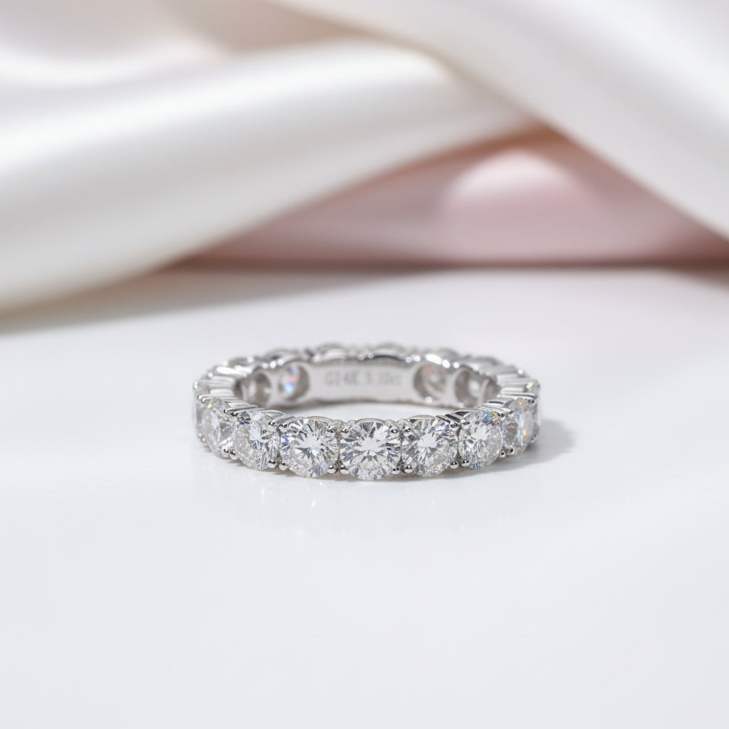 14k White Gold 5 Ctw Diamond Option Eternity Wedding Band-Black Diamonds New York