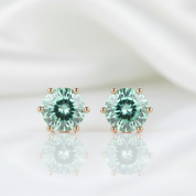 14k White Gold 6-Prong Round Diamond Stud Earrings-Black Diamonds New York