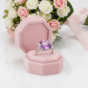 14k White Gold 6.4 Ct Cushion Purple Amethyst Diamond Option-Black Diamonds New York