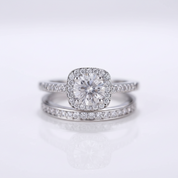 14k White Gold 6mm Diamond Option Halo Engagement Ring Set-Black Diamonds New York