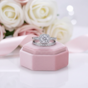 14k White Gold 6mm Diamond Option Halo Engagement Ring Set-Black Diamonds New York