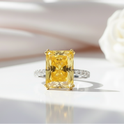 14k White Gold 8.0ct Radiant Cut Diamond Wedding Ring-Black Diamonds New York