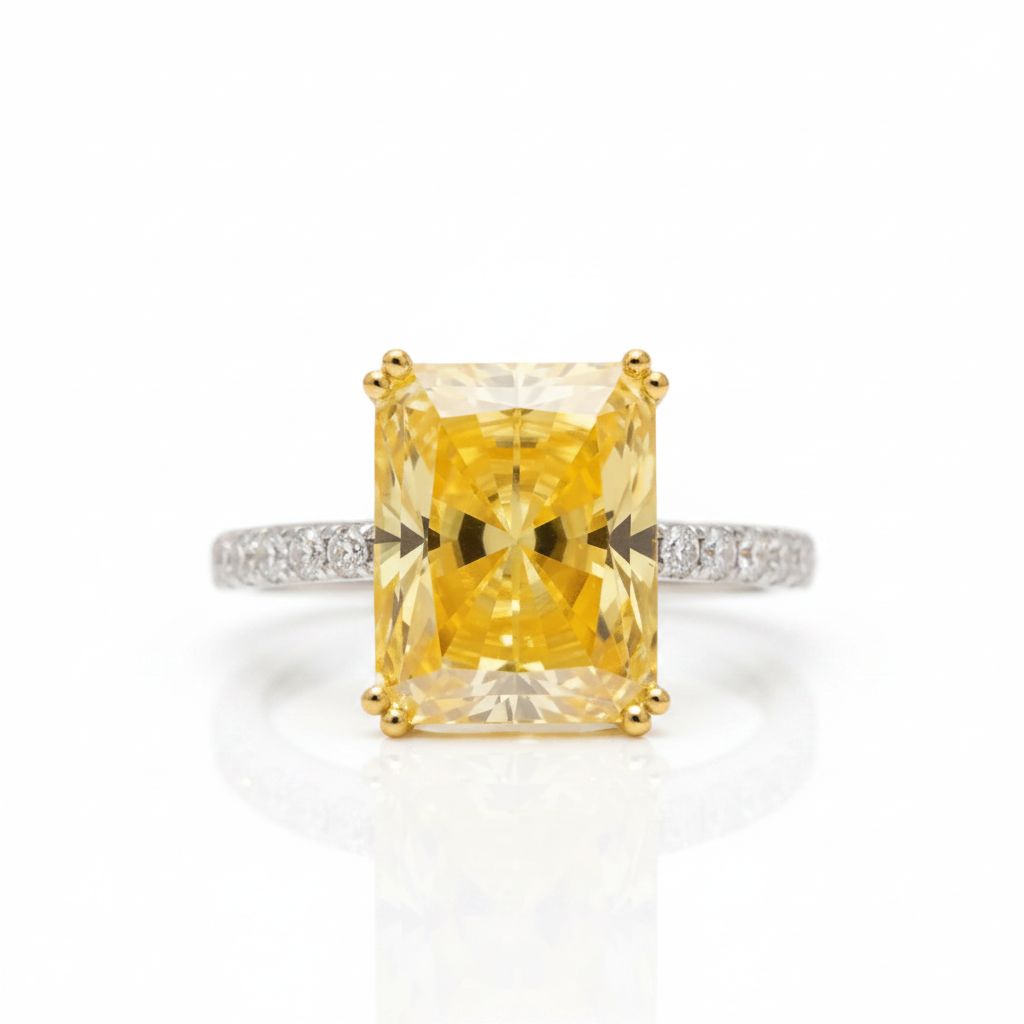14k White Gold 8.0ct Radiant Cut Diamond Option Wedding Ring-Black Diamonds New York