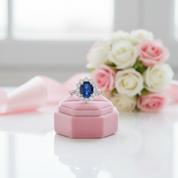 14k White Gold Oval Cut Sapphire with Diamond Option Engagement Ring-Black Diamonds New York
