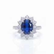 14k White Gold Oval Cut Sapphire with Diamond Option Engagement Ring-Black Diamonds New York