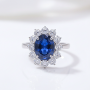 14k White Gold Oval Cut Sapphire with Diamond Option Engagement Ring-Black Diamonds New York