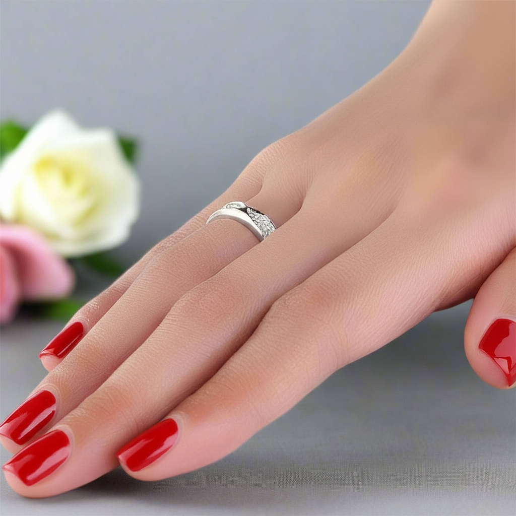 14k White Gold Anniversary Ring 0.31ct Natural Diamond-Black Diamonds New York