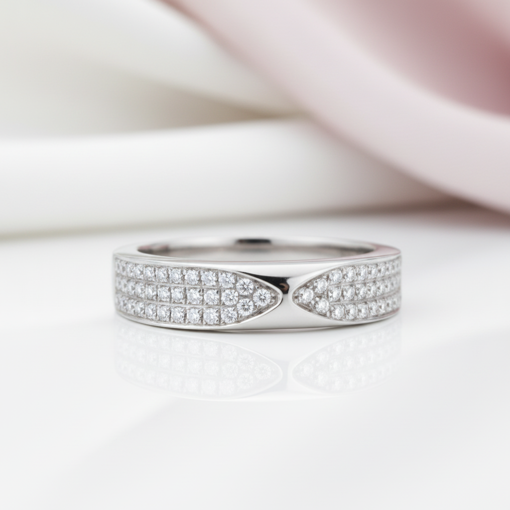 14k White Gold Anniversary Ring 0.31ct Natural Diamond-Black Diamonds New York