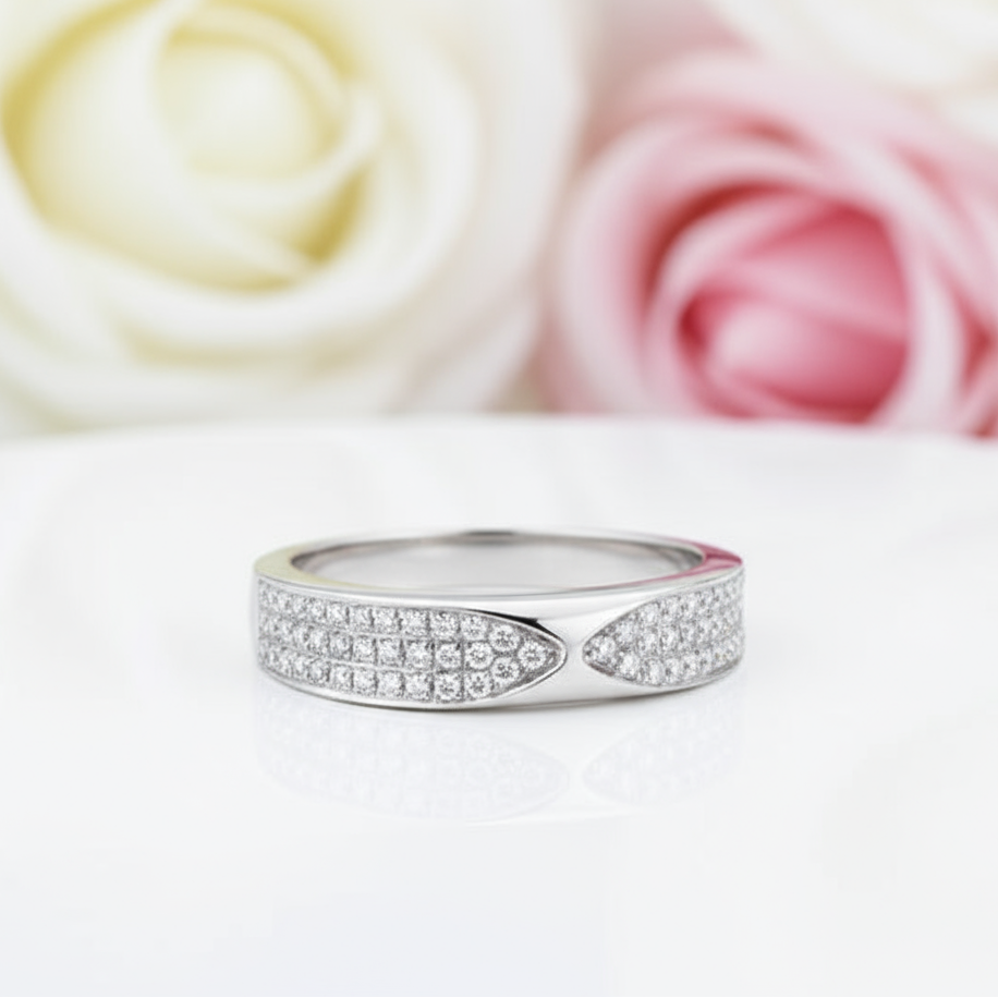 14k White Gold Anniversary Ring 0.31ct Natural Diamond-Black Diamonds New York