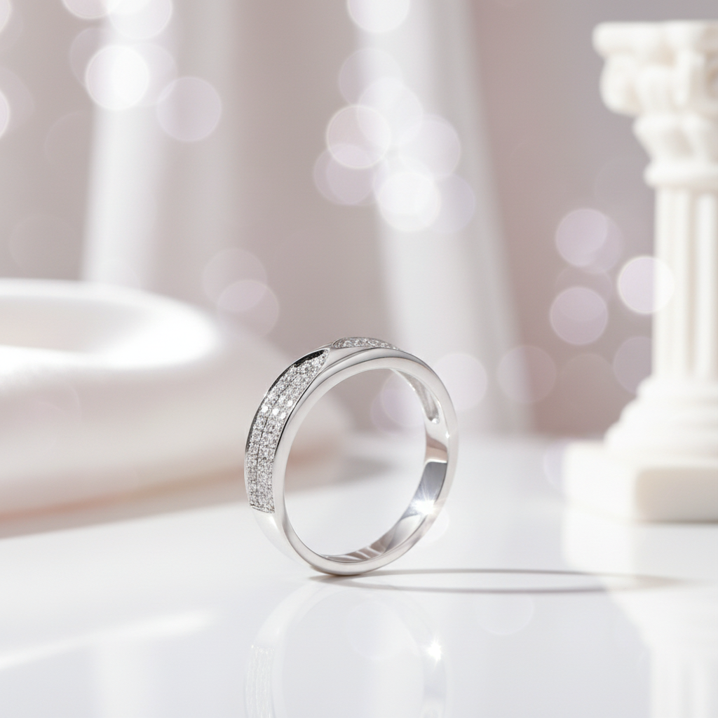 14k White Gold Anniversary Ring 0.31ct Natural Diamond-Black Diamonds New York