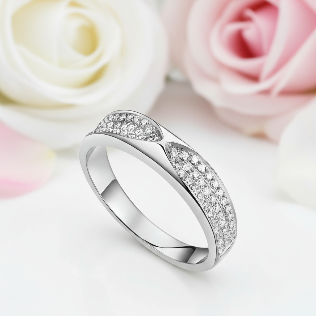 14k White Gold Anniversary Ring 0.31ct Natural Diamond-Black Diamonds New York