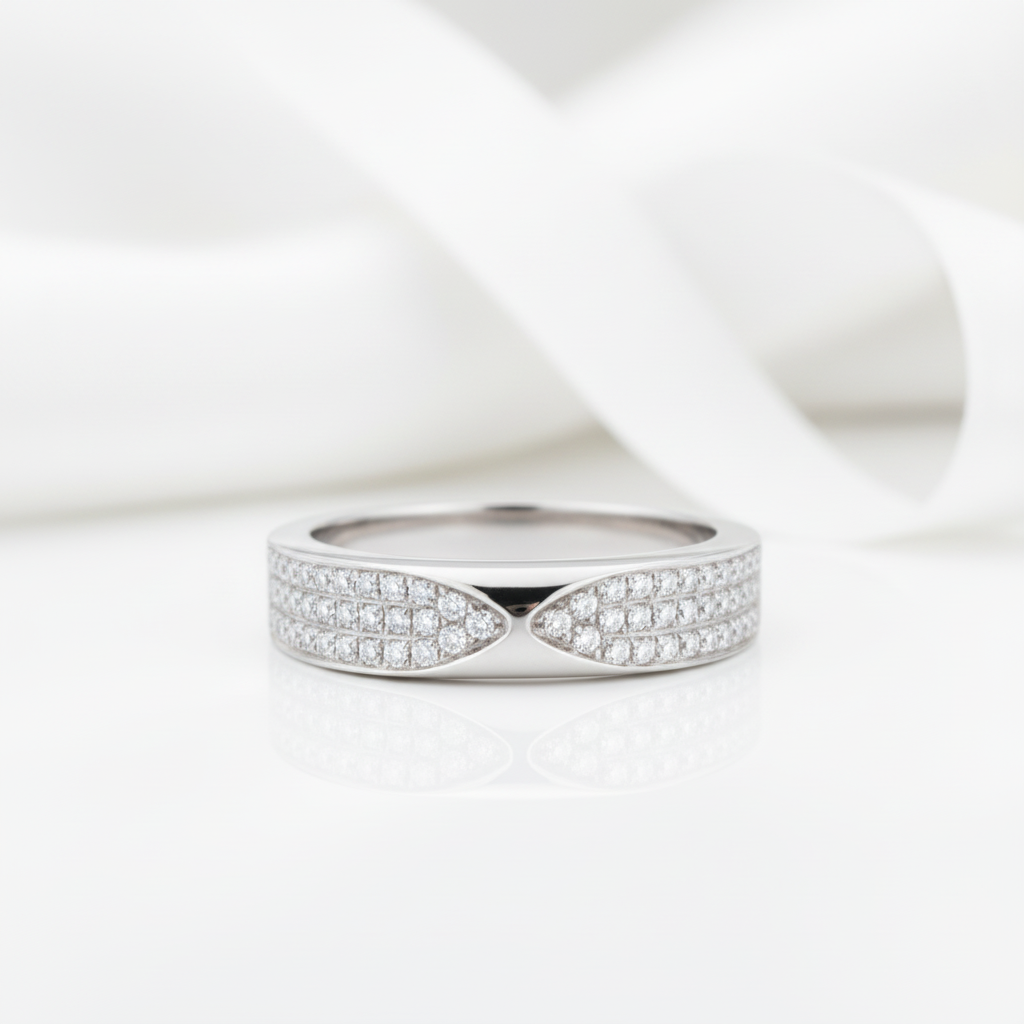 14k White Gold Anniversary Ring 0.31ct Natural Diamond-Black Diamonds New York