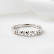 14k White Gold Bridal Heart Ring 0.11ct Natural Diamond Option-Black Diamonds New York