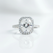 14k White Gold Classic Luxury 5ct 9*11mm Cushion Cut Halo Engagement Ring-Black Diamonds New York