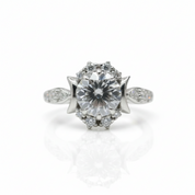 14k White Gold Crescent Moon Ring with 1.0 Ct Round Cut Grey Diamond Option-Black Diamonds New York