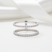0.18ct Natural Diamond 14k White Gold Double Band-Black Diamonds New York