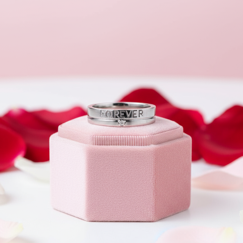 14k White Gold Forever Ring 0.02ct Natural Diamond-Black Diamonds New York