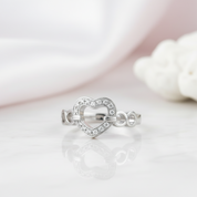 14k White Gold Heart Promise Ring 0.1ct Natural Diamond-Black Diamonds New York