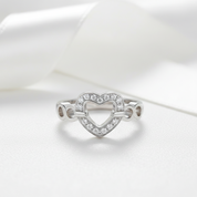 14k White Gold Heart Promise Ring 0.1ct Natural Diamond-Black Diamonds New York