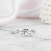 14K White Gold 0.02ct Natural Diamond Option Heart Ring-Black Diamonds New York