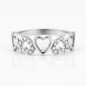 14k White Gold Heart Ring 0.12ct Natural Diamond Option-Black Diamonds New York