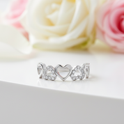 14k White Gold Heart Ring 0.12ct Natural Diamond-Black Diamonds New York