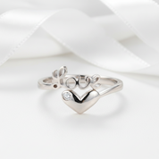 14k White Gold Love Heart Ring 0.01ct Natural Diamond-Black Diamonds New York