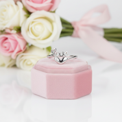 14k White Gold Love Heart Ring 0.01ct Natural Diamond-Black Diamonds New York