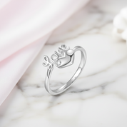 14k White Gold Love Heart Ring 0.01ct Natural Diamond-Black Diamonds New York