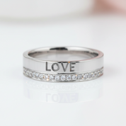 14k White Gold Love Wedding Band 0.12ct Natural Diamond Options-Black Diamonds New York