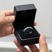 14K White Gold Men Wedding Band Ring-Black Diamonds New York