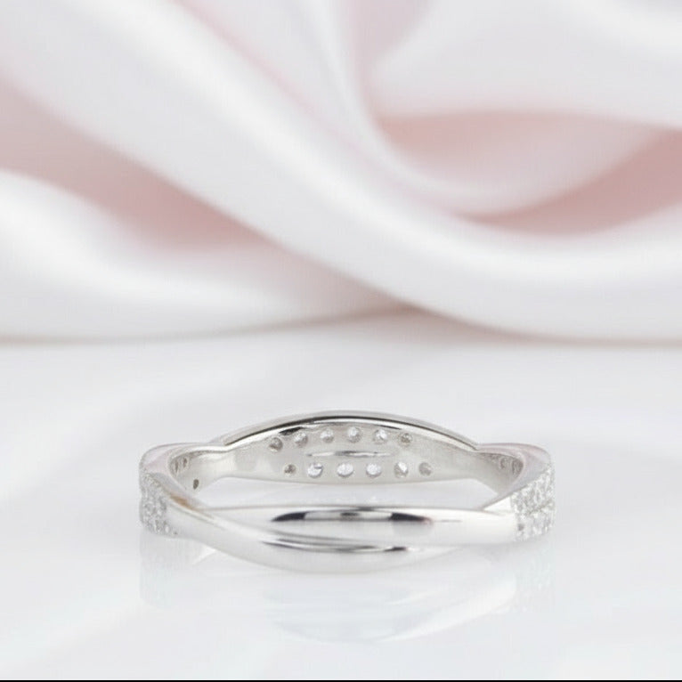 14k White Gold Diamond Option Half Eternity Twist Band-Black Diamonds New York