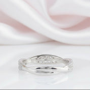 14k White Gold Diamond Option Half Eternity Twist Band-Black Diamonds New York