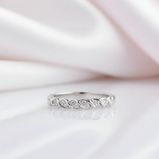 14k White Gold Diamond Option Stack Half Eternity Wedding Band-Black Diamonds New York