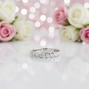 14k White Gold Diamond Stack Half Eternity Wedding Band-Black Diamonds New York