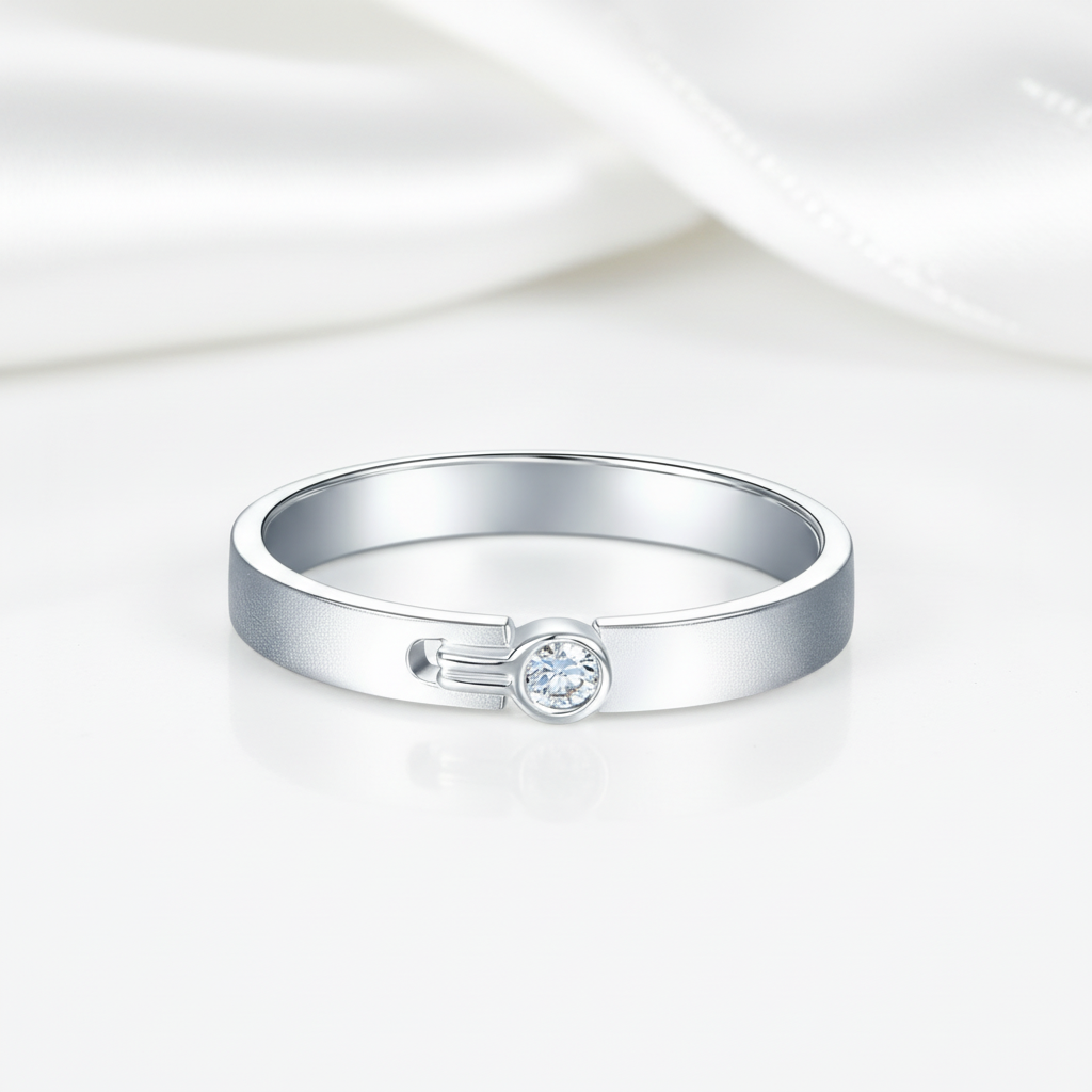 14k White Gold Natural Diamond Wedding Band-Black Diamonds New York