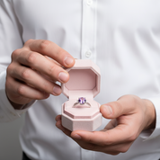14k White Gold Purple Amethyst Diamond Option Ring-Black Diamonds New York