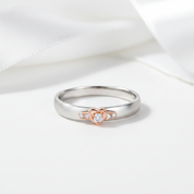 14k White Gold Rose Gold Heart Natural Diamond Ring-Black Diamonds New York