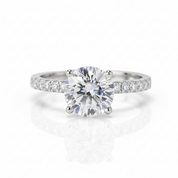 14k White Gold Round Cut 8mm 2ct Diamond Option Engagement Ring-Black Diamonds New York