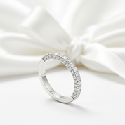 14k White Gold Three Side Half Eternity Wedding Band-Black Diamonds New York