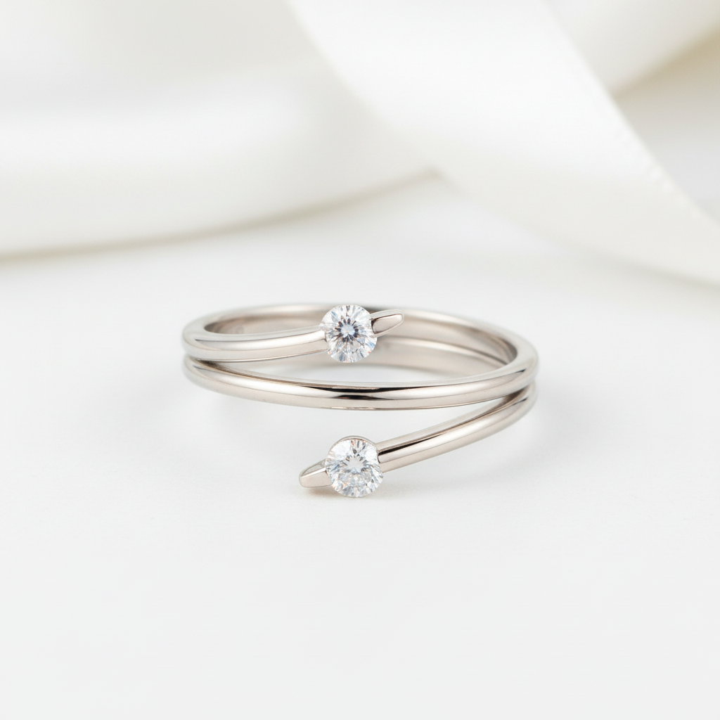 14k White Gold Trendy Ring 0.2ct Natural Diamond Option-Black Diamonds New York
