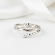 14k White Gold Trendy Ring 0.2ct Natural Diamond Option-Black Diamonds New York