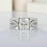 14K White Gold Twist Band 1ct Princess Cut Diamond Ring-Black Diamonds New York