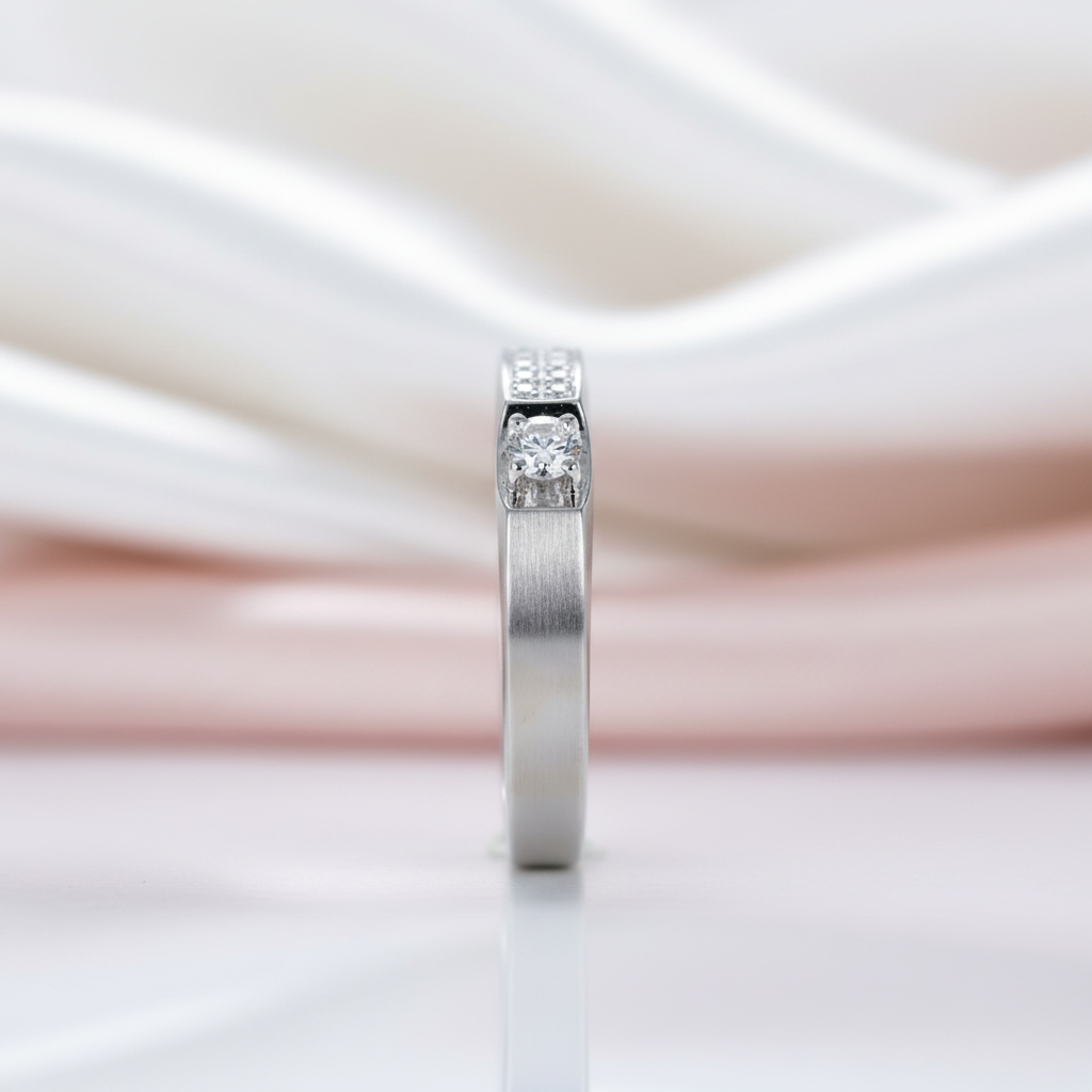 14k White Gold Wedding Band Diamond Option-Black Diamonds New York