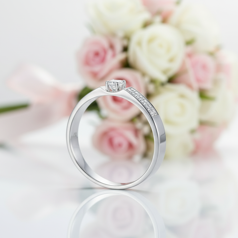 14k White Gold Wedding Band Diamond Option-Black Diamonds New York