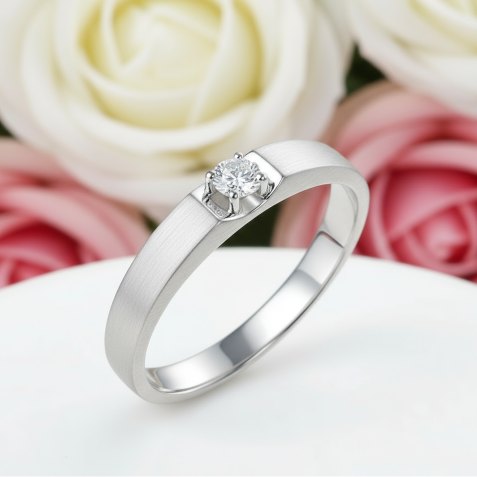 14k White Gold Wedding Band Natural Diamond-Black Diamonds New York